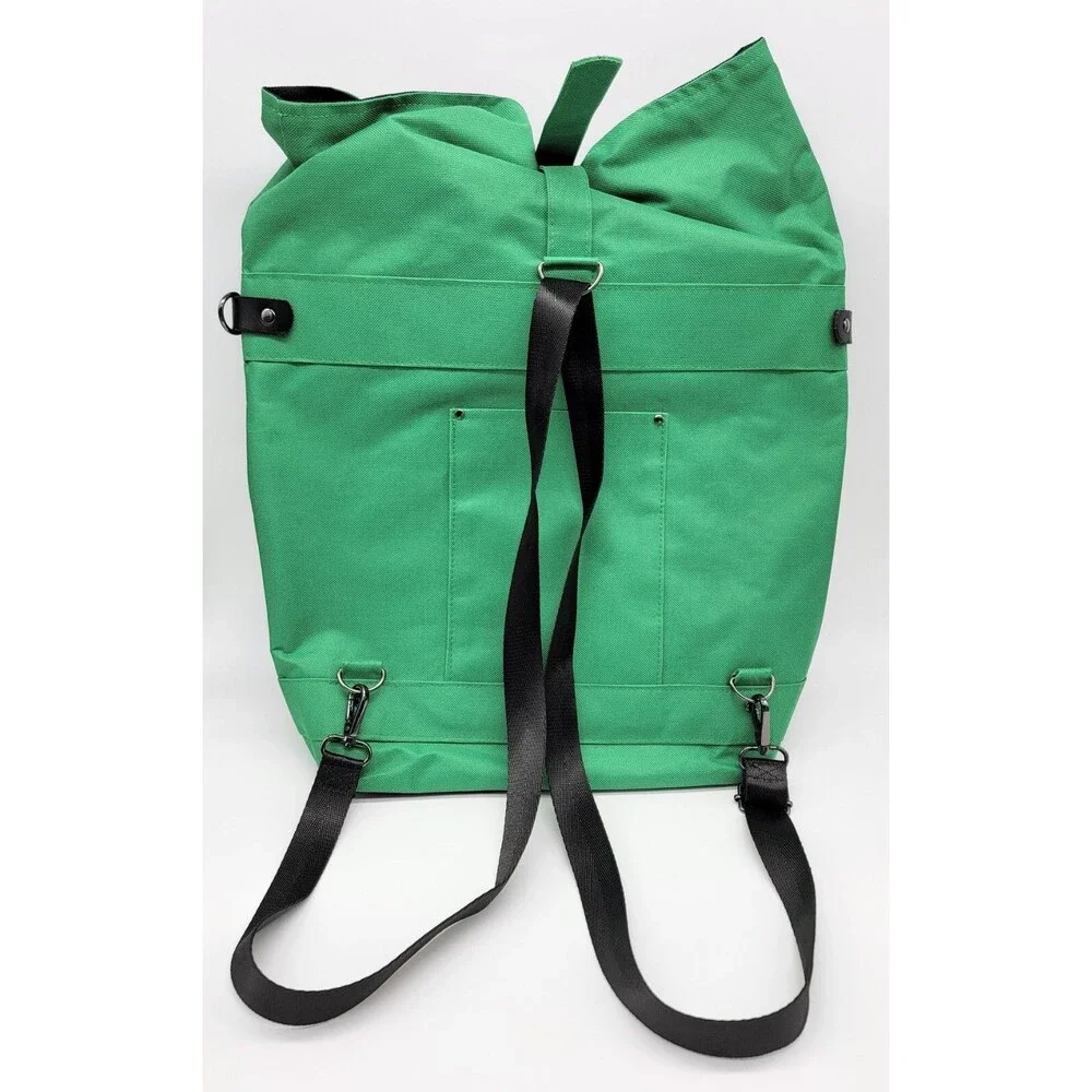 Green Canvas Backpack Roll Top Crossbody Tote Laptop Bag Custom Made